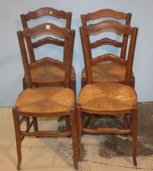Set of Four Fruitwood French Provincial Side Chairs