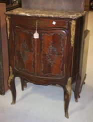 19th Century Louis VX Style Marble Top Rosewood Music Cabinet with Bronze Inlay and Ormolu Mounts