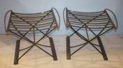 Pair of Iron Saddle Seat Stools Designed and Hand Finished by Jackson Iron artisan John Imgragulio