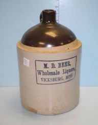 M.D. Beer, Wholesale Liqueurs, Vicksburg, MS Jug
