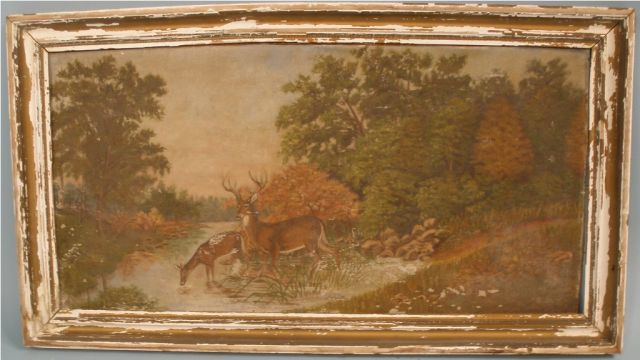 Oil on Canvas Painting of Deer