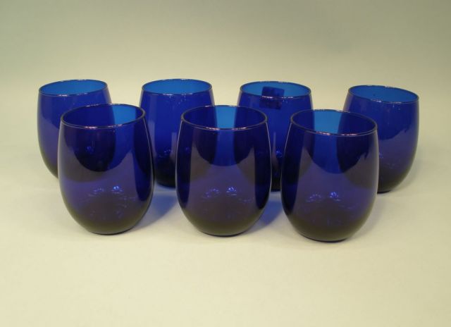 Set of 8 Libbey Cobalt Blue Highball Glasses