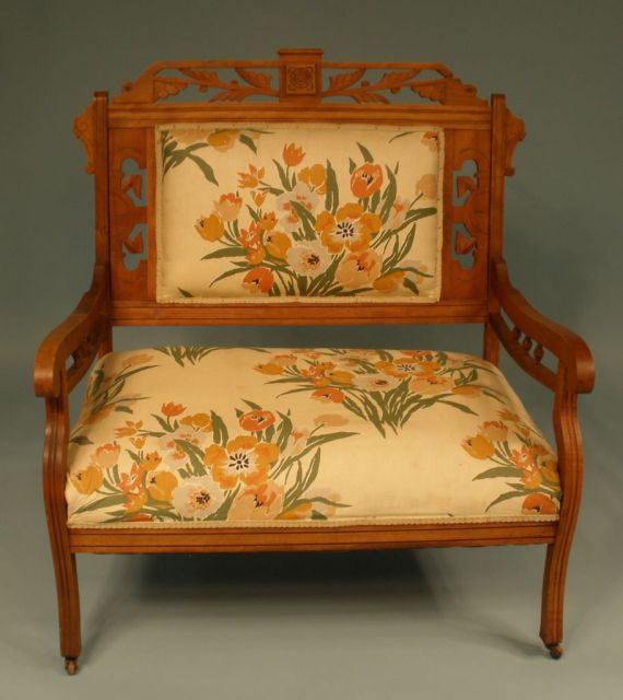 Walnut Victorian Eastlake Settee