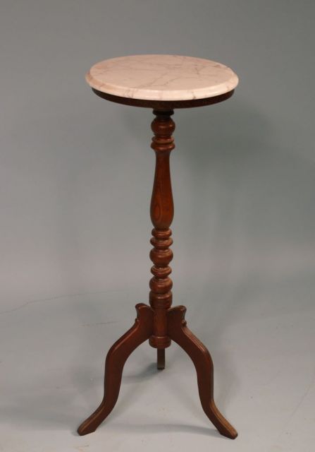 Walnut Marble Top Pedestal