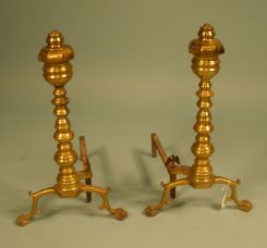 Pair Brass Chippendale Style Andirons