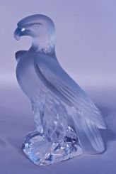 Large Lalique Crystal Falcon on Rock