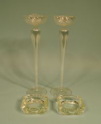2 Santa Fe Railroad Ashtrays, Pair Murano Tall Candlesticks