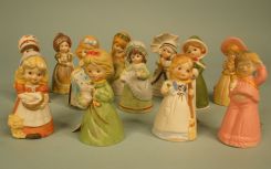 Box Lot of Hand Painted Porcelain Figurine Bells