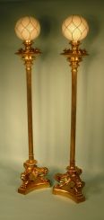 Pair of Brass Elaborate Torchieres