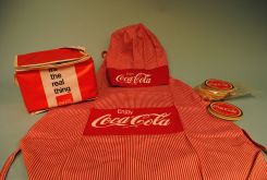 Drug Store Coca-Cola Coasters, Coca-Cola Chefs Cap & Apron, Coca-Cola Plastic Six Pack Cooler