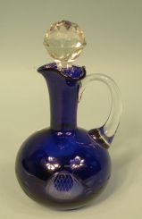 Cobalt Blue Cut Glass Cruet Bottle
