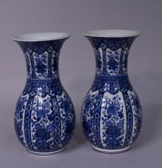 Pair of Ardalt Blue & White Delft-Style Faience Vases