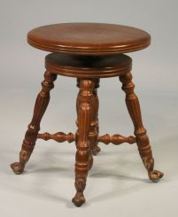 Walnut Piano Stool with Glass Ball Feet