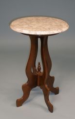 Walnut Marble Top Plant Stand