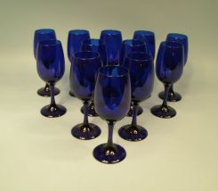 Set of 12 Libbey Cobalt Blue Wine Stems