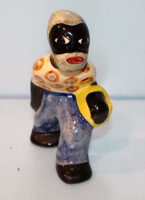 Shearwater Pottery Figurine of African American Carrying a Basket