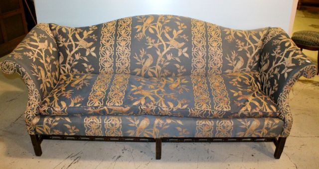 Vintage Chippendale Style Sofa with Single Cushion