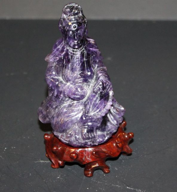 Jade Quan Yin Amethyst Figure