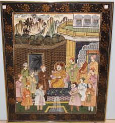 Hand Painted Middle Eastern Court Scene of Mogul