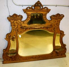 19th Century Painted Gold Over the Mantle Mirror