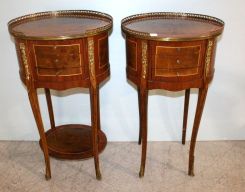 Pair of Three Drawer Satinwood French Style Side Tables