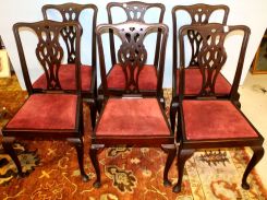 Set of Six Early 20th Century Queen Anne Style Dining Chairs