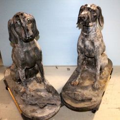Two Cast Iron Hunting Dogs