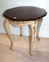 Painted and Distressed Queen Anne Style Table with Scallop Top