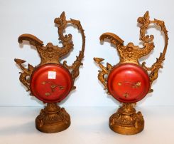 Pair of Early 20th Century Brass Ewers