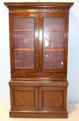 Mid 1800 Carved Bookcase Secretary