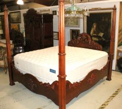 Hand Carved King Size Mahogany Poster Bed