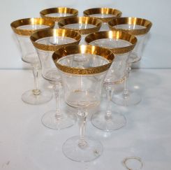 Set of Eight Tiffin Glasses with Gold Trim