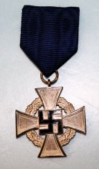 WWII Third Reich Service Award Medal with Blue Ribbon