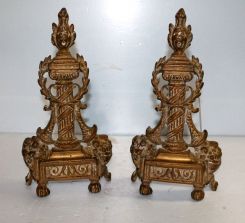 Pair of Brass Vintage Classical Style Andirons