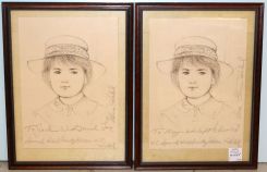 Two Pencil Drawings by Edna Hibel