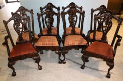 Set of Eight Highly Carved Chippendale Chairs