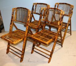 Set of Four Bamboo Folding Chairs