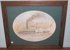 Burney Myrick Watercolor of Steamboat