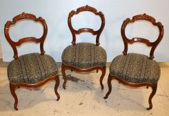 Set of Three Walnut 19th Century Victorian Side Chairs