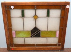 English Antique Stain Glass Window with Shield Design