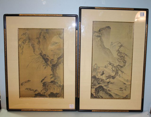Two 20th Century Hand Painted Silks in Frames
