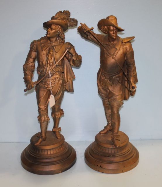 19th Century Pair Spelter Cavalier Figurines