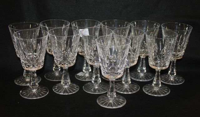 Set of Twelve Signed Waterford Glasses