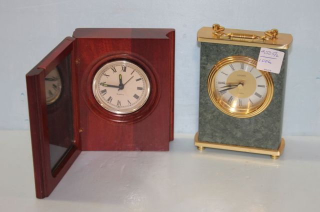 Linden Quartz Faux Marble Clock along with a Quartz Clock in a Small Box