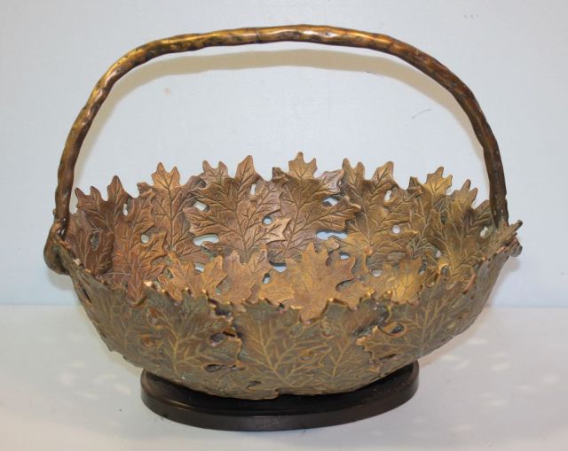 Brass Basket in Leaf Design