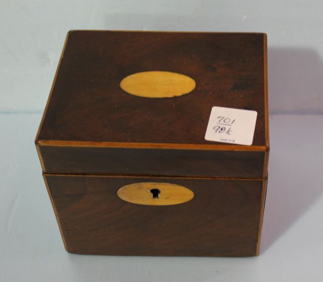 Antique Mahogany Tea Caddy with Inlay