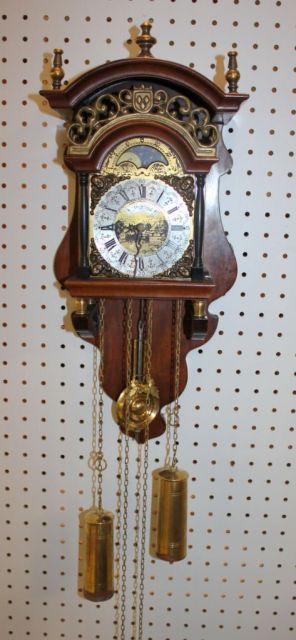 20th Century Ornate Wall Clock with Lunar by Dutchman John Warmink