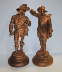 19th Century Pair Spelter Cavalier Figurines