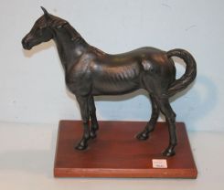 Spelter Horse on Wood Base