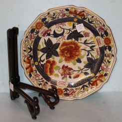 Oriental Accent Hand Painted Charger with Stand